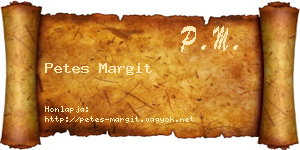 Petes Margit névjegykártya